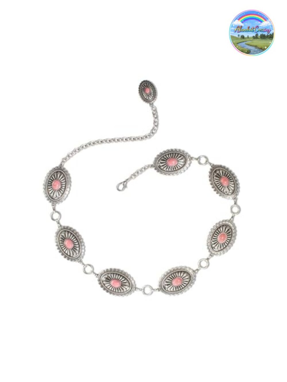 Western Belt with Stone Center - Lobster Claw Closure - Women's Accessory